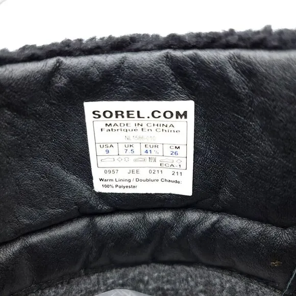 SOREL Helen of Tundra II Waterproof Black Fleece Leather Knee High Duck Boots 9