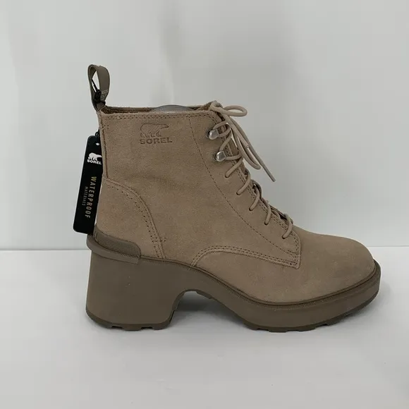 Sorel Hi-line lug boots suede leather waterproof chunky platform Taupe new 11