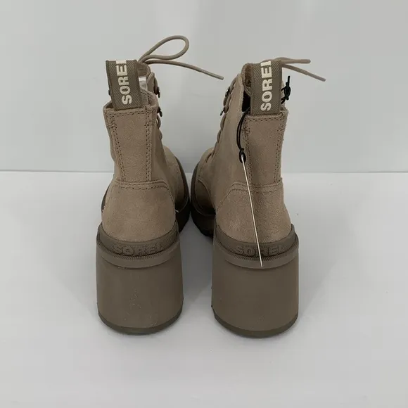 Sorel Hi-line lug boots suede leather waterproof chunky platform Taupe new 11