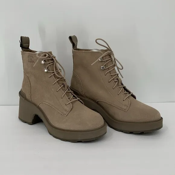 Sorel Hi-line lug boots suede leather waterproof chunky platform Taupe new 11