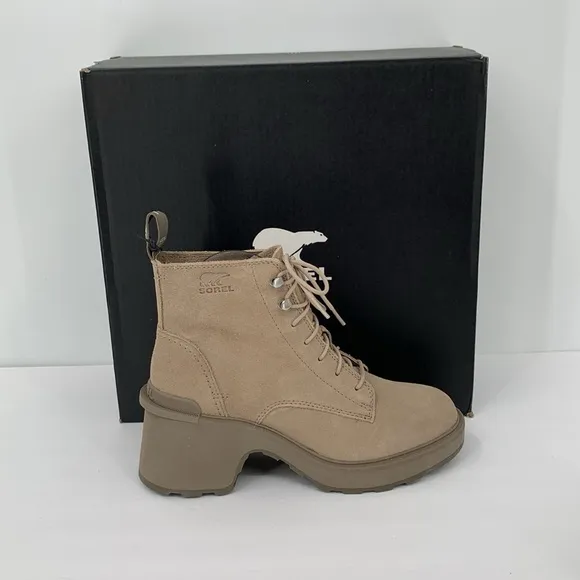 Sorel Hi-line lug boots suede leather waterproof chunky platform Taupe new 11