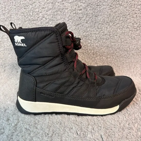 Sorel Insulted Ankle Boots Girls Kids size 3 Black Hiking Trail Outdoor Shoes