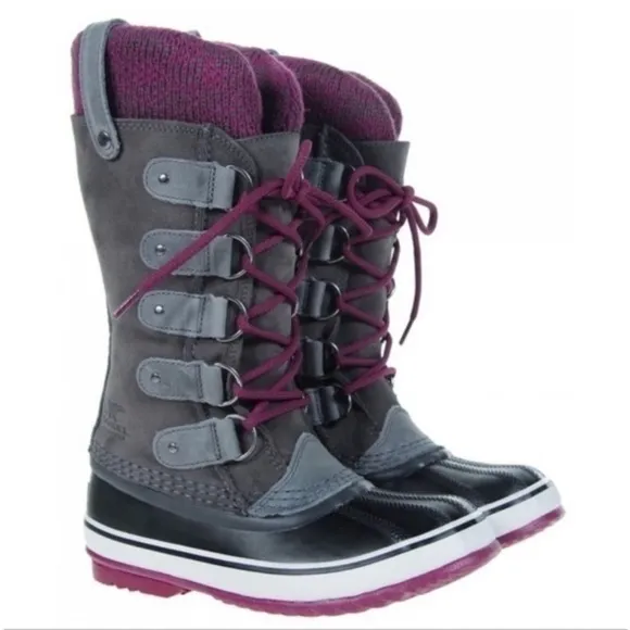 SOREL JOAN OF ARCTIC Knit Waterproof Suede Winter Laced Boots Womens Size 5