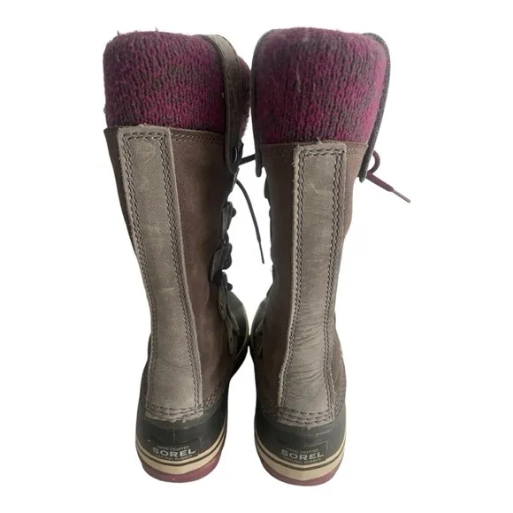 SOREL JOAN OF ARCTIC Knit Waterproof Suede Winter Laced Boots Womens Size 5