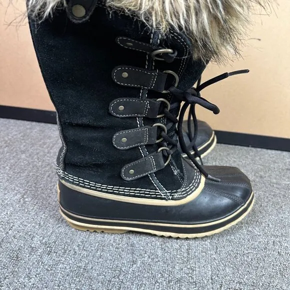 Sorel Joan of Arctic Snow Black Suede Waterproof Leather Womens Boots Size 7
