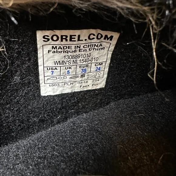 Sorel Joan of Arctic Snow Black Suede Waterproof Leather Womens Boots Size 7