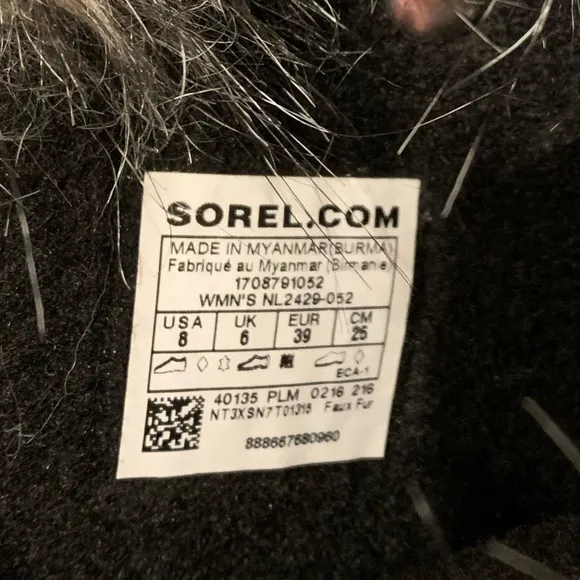 SOREL Joan of Arctic Boots Quarry/Black Size 8