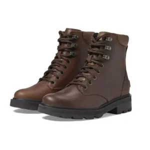 Sorel Lennox Combat Boots Women's 8.5 Brown Leather Lace STKD Waterproof KHD252