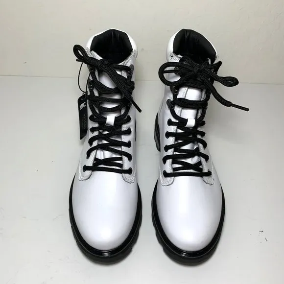 Sorel Lennox Lace Up Boots Leather Combat Hiker Booties White Size 10 NEW