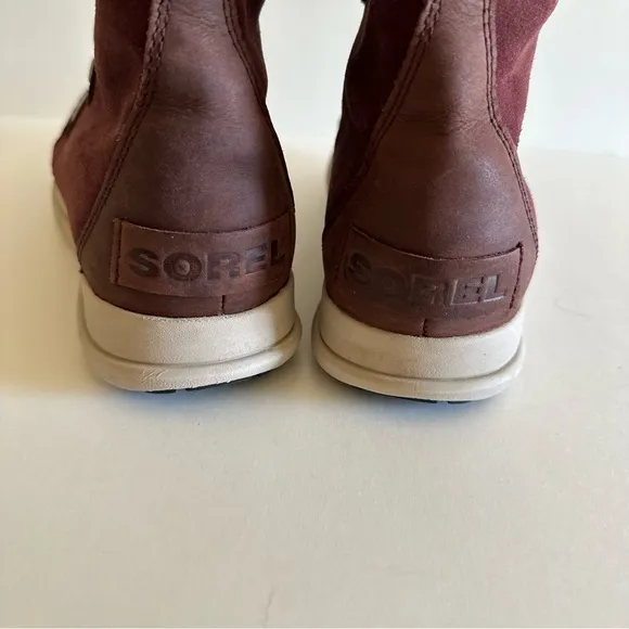 Sorel Maroon Explorer Joan Felt Waterproof Lace Up Suede Leather Boots