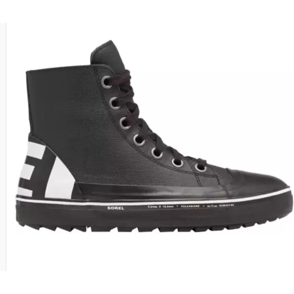 SOREL MENS CHEYANNE METRO HI WATERPROOF LACE UP BOOTS BLACK LEATHER SIZE 8.5 US
