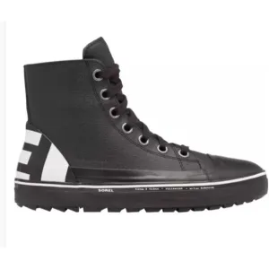 SOREL MENS CHEYANNE METRO HI WATERPROOF LACE UP BOOTS BLACK LEATHER SIZE 8.5 US
