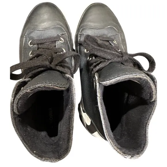 SOREL MENS CHEYANNE METRO HI WATERPROOF LACE UP BOOTS BLACK LEATHER SIZE 8.5 US