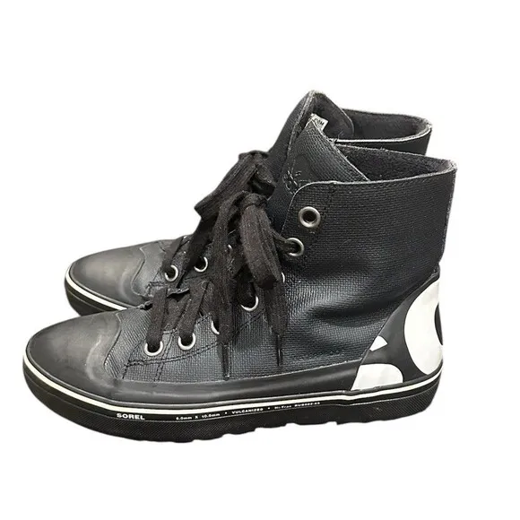 SOREL MENS CHEYANNE METRO HI WATERPROOF LACE UP BOOTS BLACK LEATHER SIZE 8.5 US