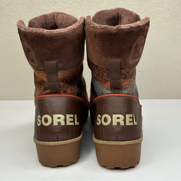 Sorel Outdoor Boots Tivoli II Aztec Boho Blanket Leather Upper W-Sz 9M Worn Once