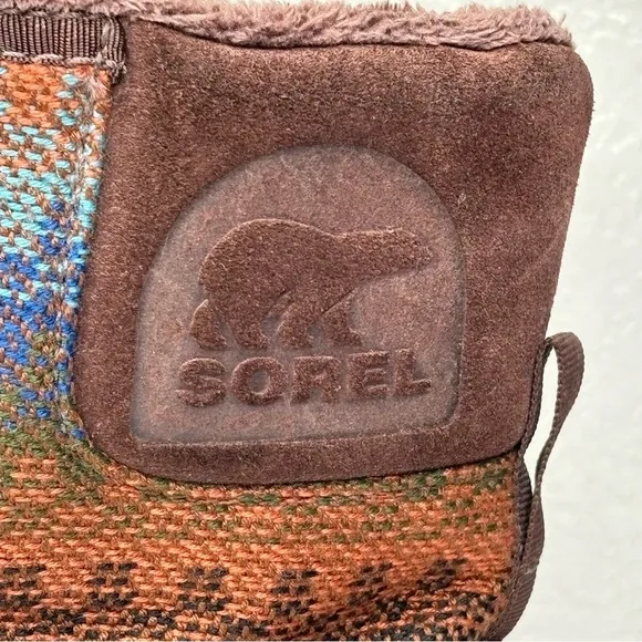 Sorel Outdoor Boots Tivoli II Aztec Boho Blanket Leather Upper W-Sz 9M Worn Once