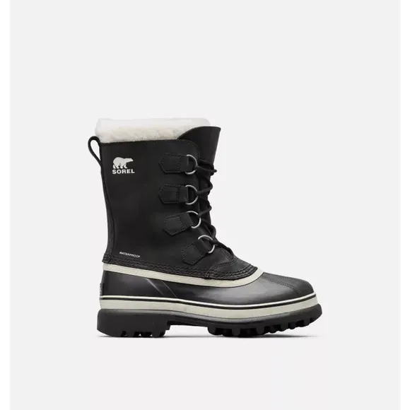 SOREL Women's Caribou WP Waterproof Leather Black Stone Size 10