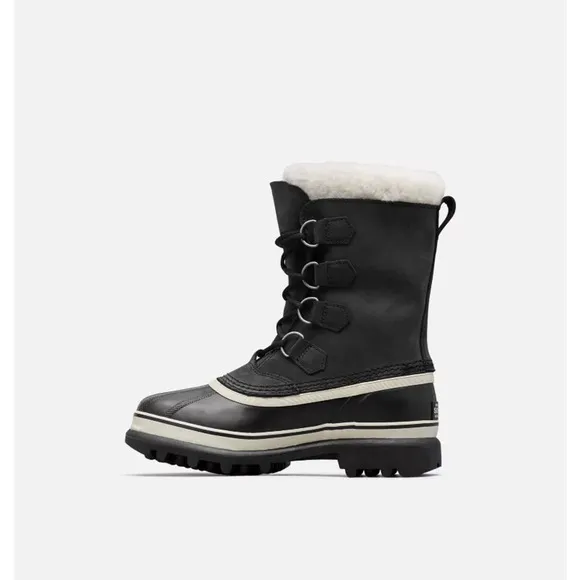 SOREL Women's Caribou WP Waterproof Leather Black Stone Size 10
