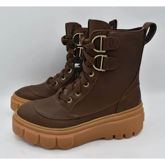 Sorel Womens Size 10 Caribou X Leather Tobacco Gum Waterproof Lace Up Boots