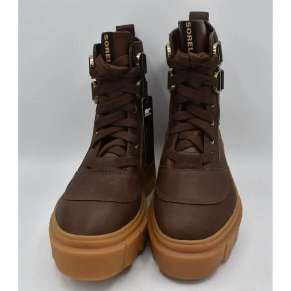 Sorel Womens Size 10 Caribou X Leather Tobacco Gum Waterproof Lace Up Boots