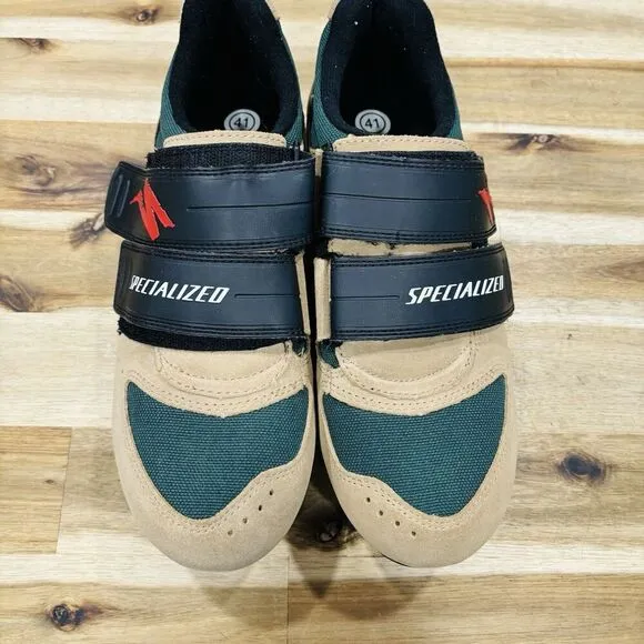 Specialized Sport MTB Cycling Shoes US Mens Size 8 Brown Suede Metal Clip 2 Bolt