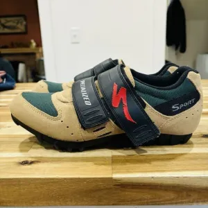 Specialized Sport MTB Cycling Shoes US Mens Size 8 Brown Suede Metal Clip 2 Bolt