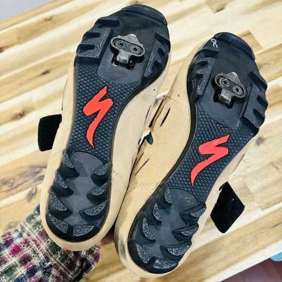 Specialized Sport MTB Cycling Shoes US Mens Size 8 Brown Suede Metal Clip 2 Bolt