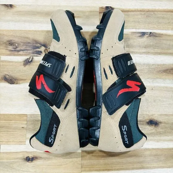 Specialized Sport MTB Cycling Shoes US Mens Size 8 Brown Suede Metal Clip 2 Bolt