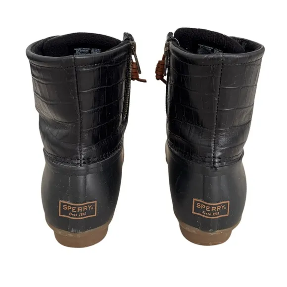 Sperry Boots Saltwater Croc Black STS86698 Rain Snow Winter Boot Womens Size 9.5