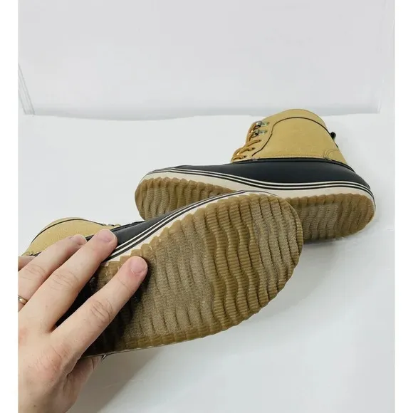 Sperry Duck Top Sider Bowline Boots Boys Sz 5M Brown Tan Faux Leather Waterproof