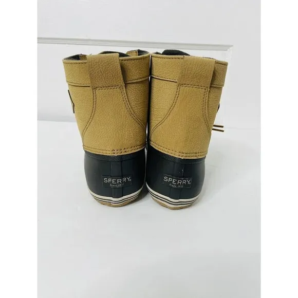 Sperry Duck Top Sider Bowline Boots Boys Sz 5M Brown Tan Faux Leather Waterproof