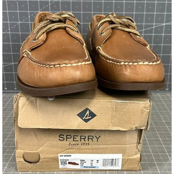Sperry Men's Authentic Original A/O Boat Shoe Sahara Size 12 US 46 EU Leather Ca