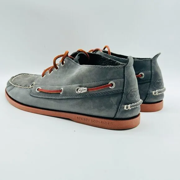 Sperry Shoes Mens 11 Gray Suede High Top Boat Deck Top Sider Casual Moccasin NEW
