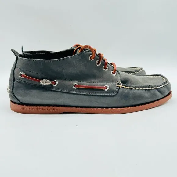 Sperry Shoes Mens 11 Gray Suede High Top Boat Deck Top Sider Casual Moccasin NEW