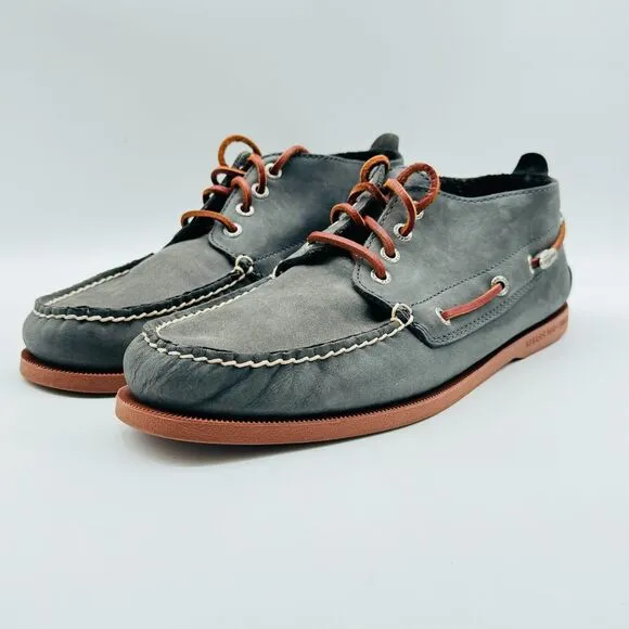 Sperry Shoes Mens 11 Gray Suede High Top Boat Deck Top Sider Casual Moccasin NEW