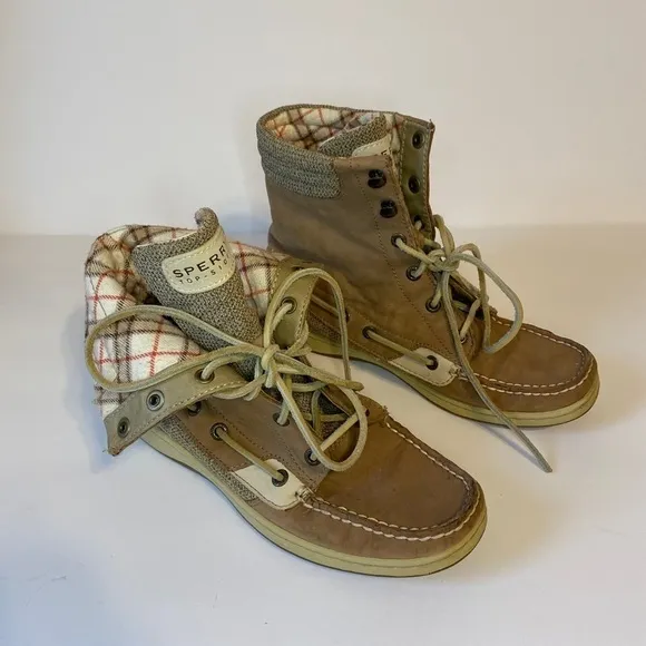 Sperry Top-Sider high top boat shoes tan size 8