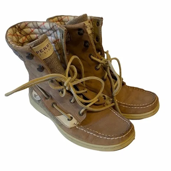 Sperry Top-Sider high top boat shoes tan size 8