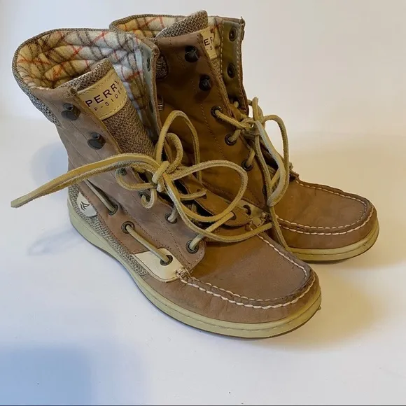 Sperry Top-Sider high top boat shoes tan size 8