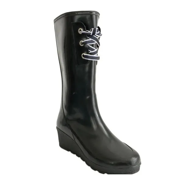 Sperry Top-sider Rain Boots Women Size 10M Waterproof Tall Wedge Rubber Outdoor