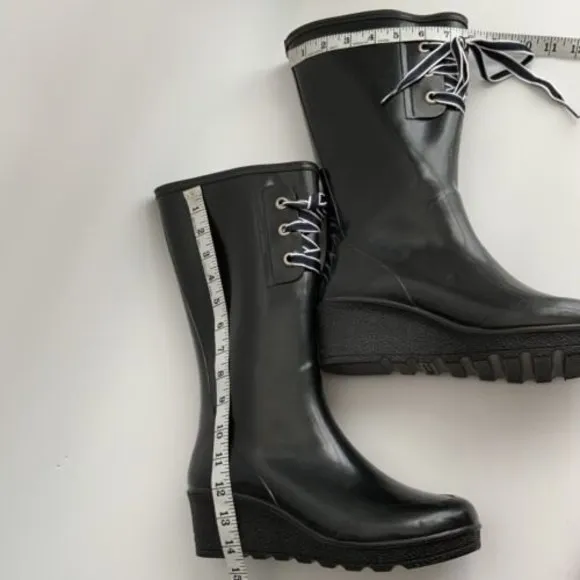 Sperry Top-sider Rain Boots Women Size 10M Waterproof Tall Wedge Rubber Outdoor