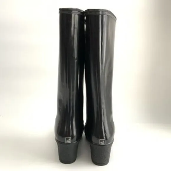 Sperry Top-sider Rain Boots Women Size 10M Waterproof Tall Wedge Rubber Outdoor
