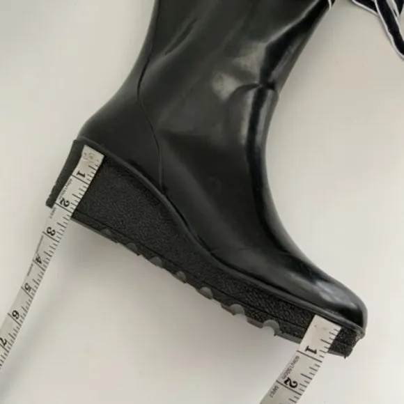 Sperry Top-sider Rain Boots Women Size 10M Waterproof Tall Wedge Rubber Outdoor