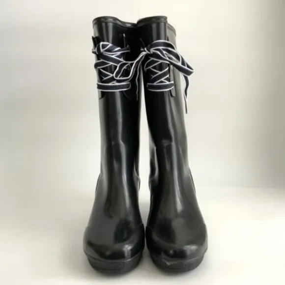 Sperry Top-sider Rain Boots Women Size 10M Waterproof Tall Wedge Rubber Outdoor