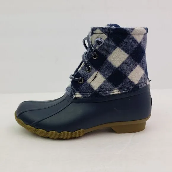 Sperry Top Sider Saltwater Toddler Size 11 Blue Plaid Wool Waterproof Duck Boots