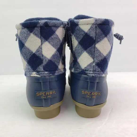 Sperry Top Sider Saltwater Toddler Size 11 Blue Plaid Wool Waterproof Duck Boots