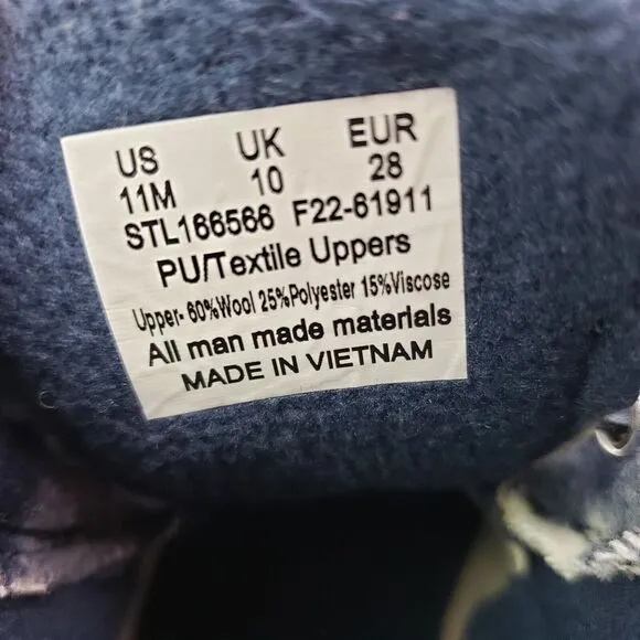 Sperry Top Sider Saltwater Toddler Size 11 Blue Plaid Wool Waterproof Duck Boots