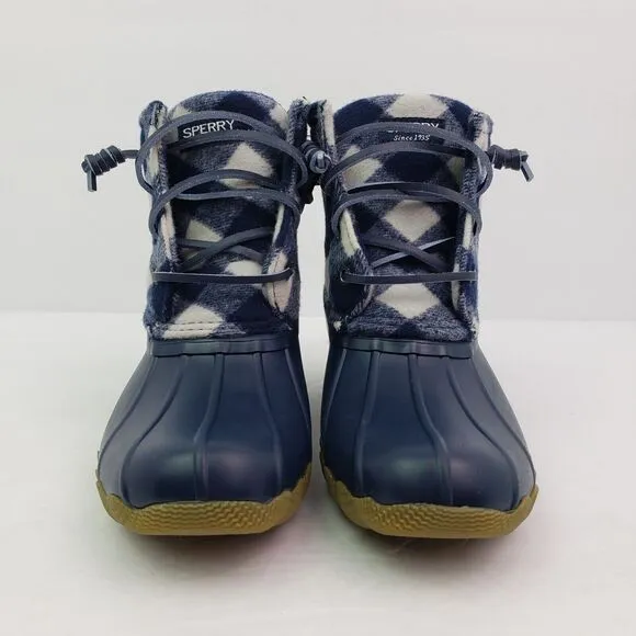 Sperry Top Sider Saltwater Toddler Size 11 Blue Plaid Wool Waterproof Duck Boots