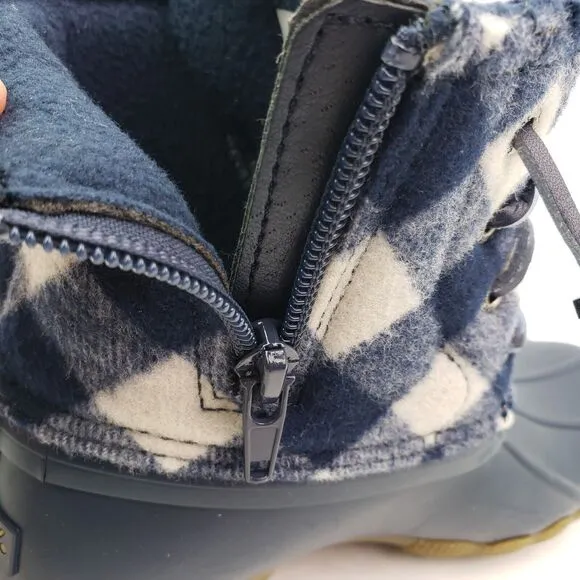 Sperry Top Sider Saltwater Toddler Size 11 Blue Plaid Wool Waterproof Duck Boots