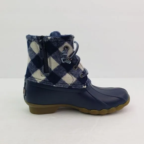 Sperry Top Sider Saltwater Toddler Size 11 Blue Plaid Wool Waterproof Duck Boots