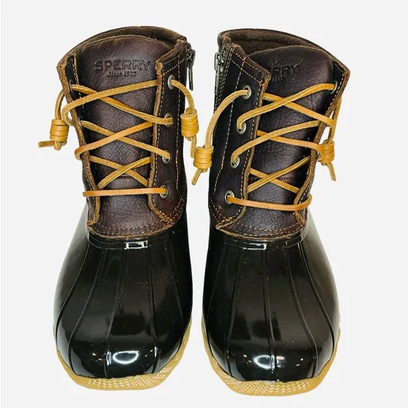 Sperry Top-Sider Women's Saltwater Boots Dark Brown/Tan Size 7.5